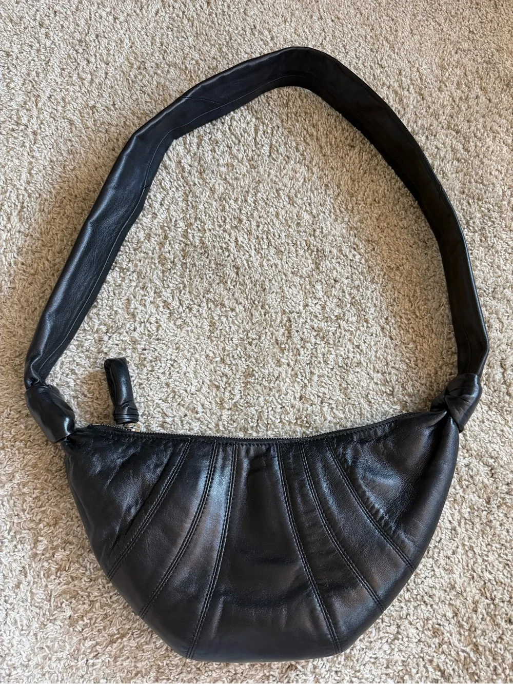 LEMAIRE Black Small Croissant Bag in Soft Nappa Leather